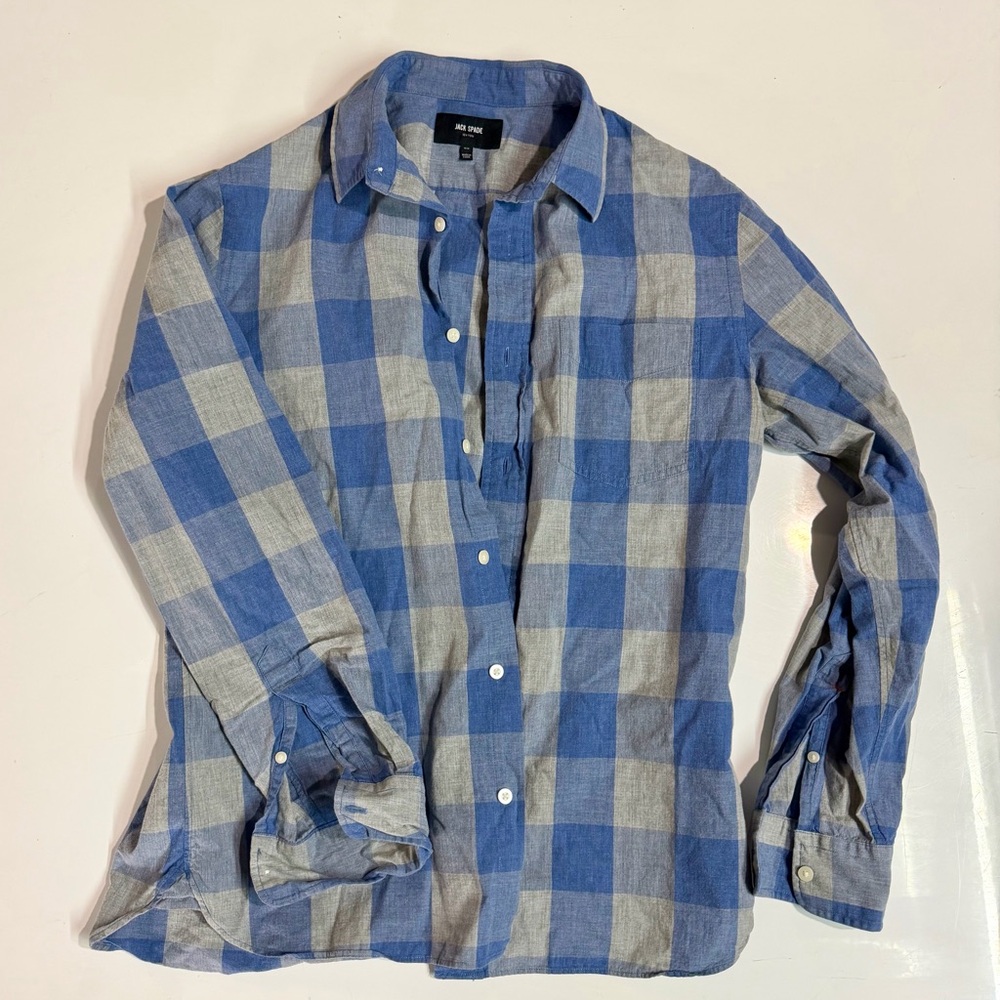 Jack Spade Blue and Gray Plaid Casual Shirt